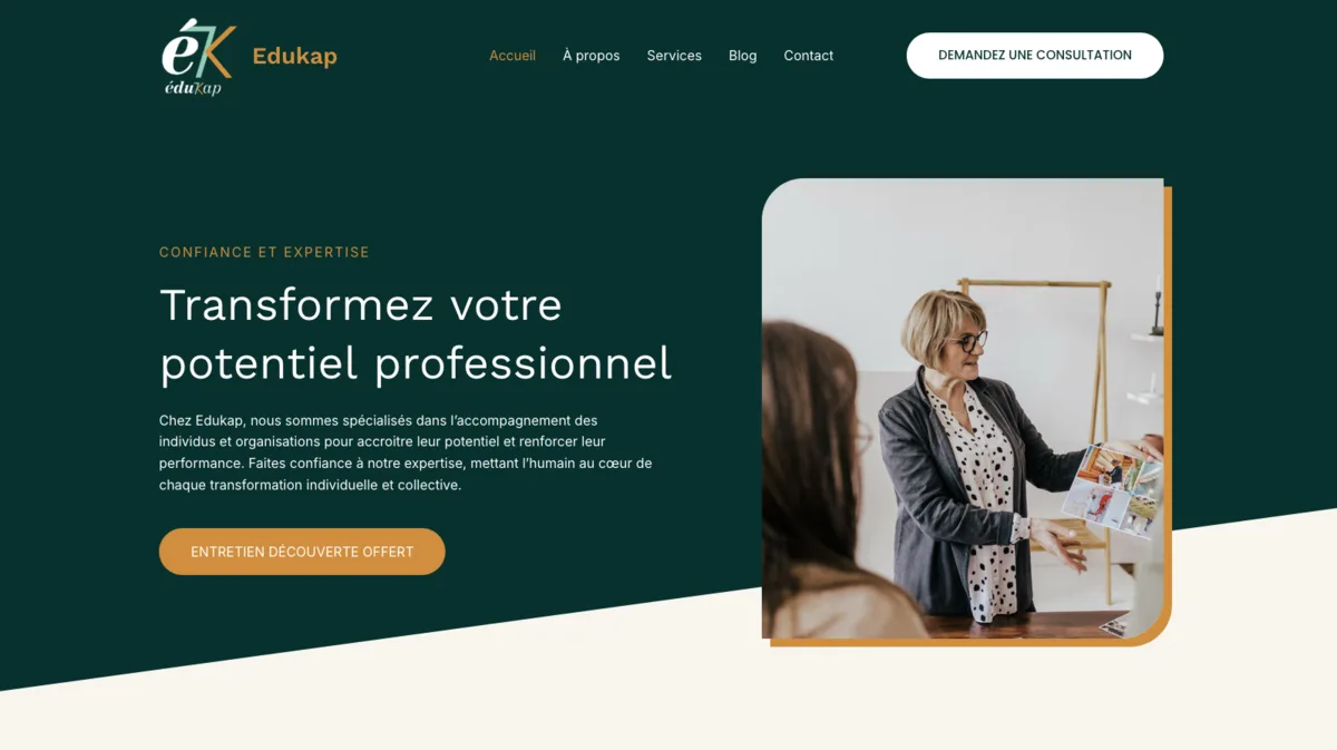 Page d’accueil du nouveau site EDUKAP